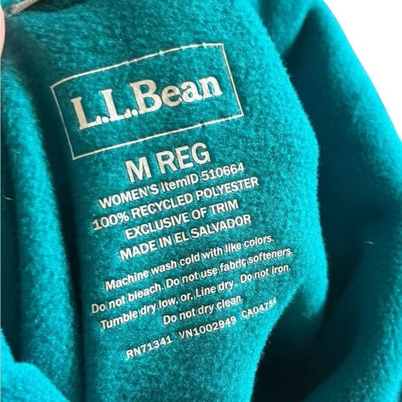 LL Bean Women’s Teal Fleece Pullover, Size M - Picture 5 of 8